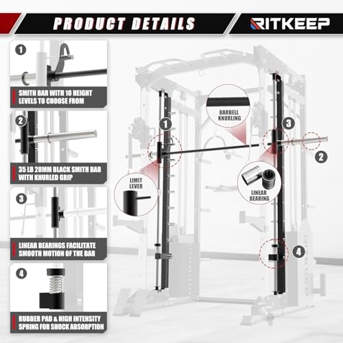All-in-One Home Gym Equipment with 2200lb Load Capacity and 320lb Weight Stack A14715