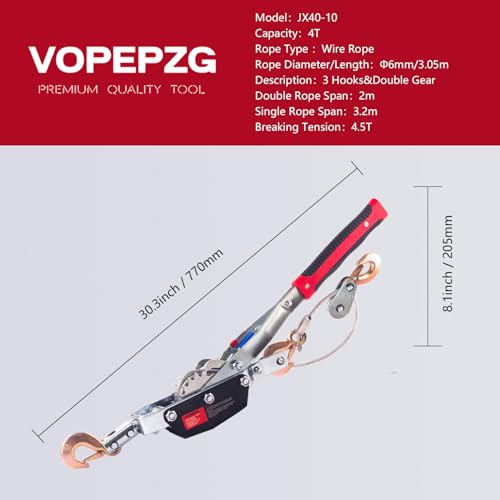 2 Ton Capacity Heavy Duty Come Along Winch with 12FT Steel Cable R635494