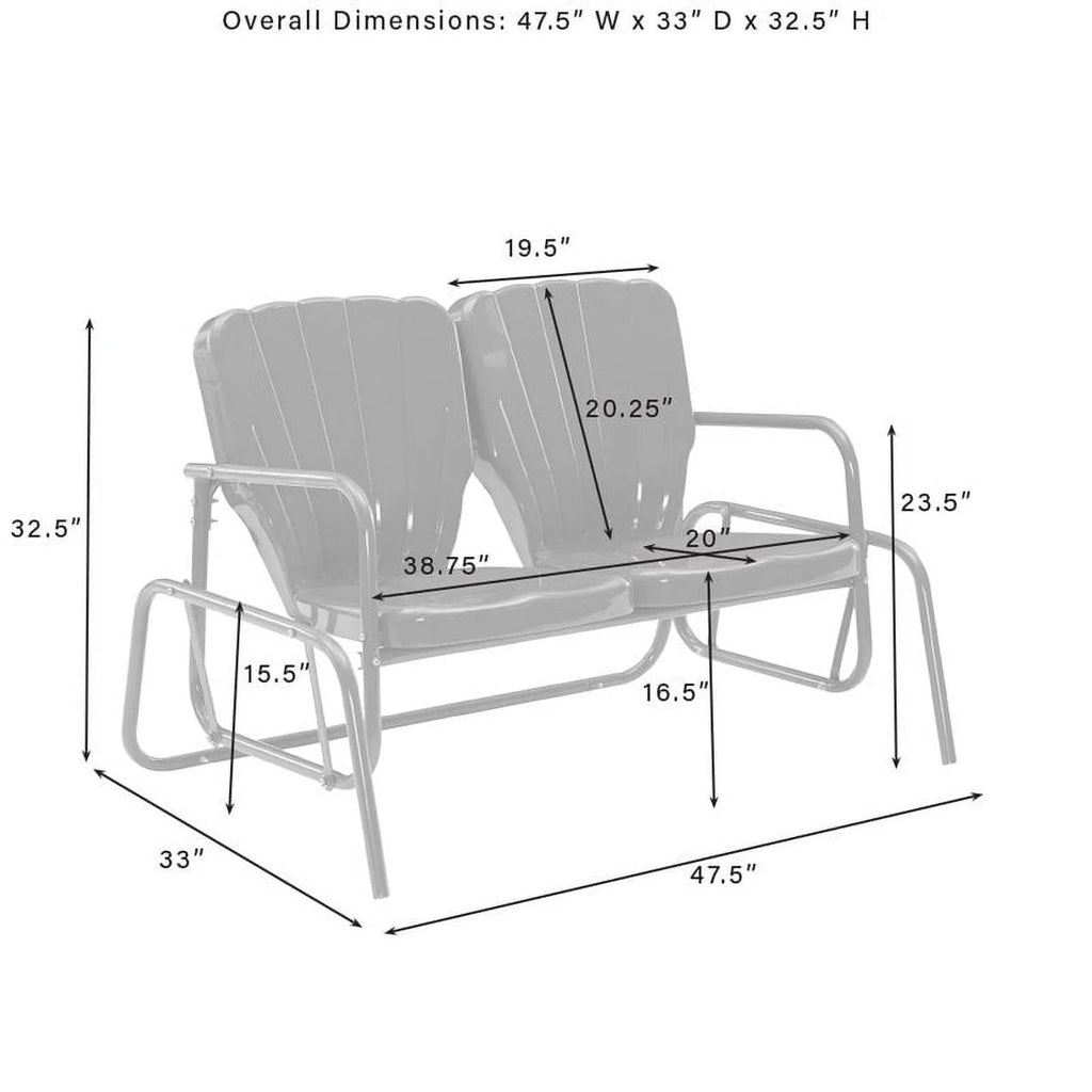 Metal Outdoor Loveseat Glider in White J4537