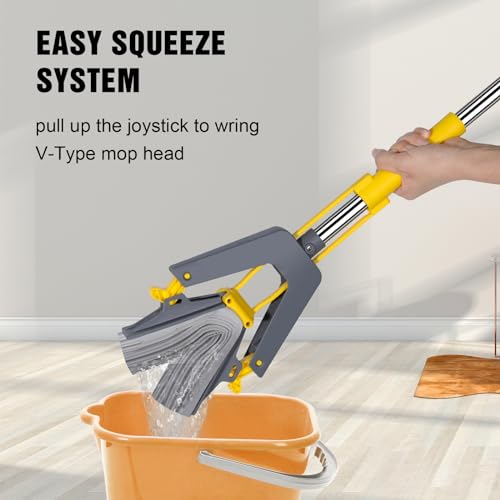 Self-Squeeze Sponge Mop with Stainless Steel Handle and 3 PVA Refills O444