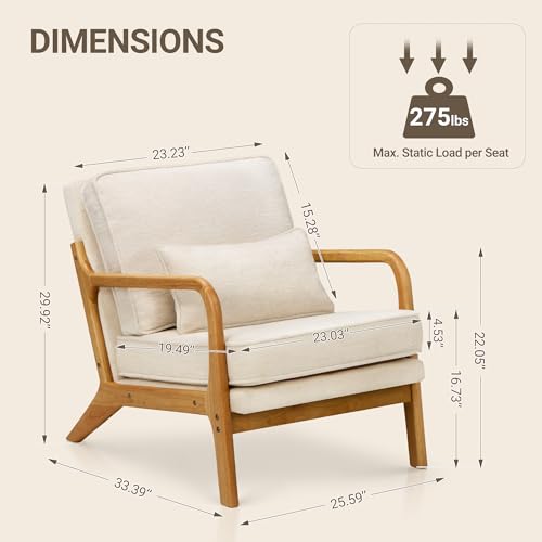 Mid Century Modern Accent Chair Set of 2 with Lumbar Pillow E873