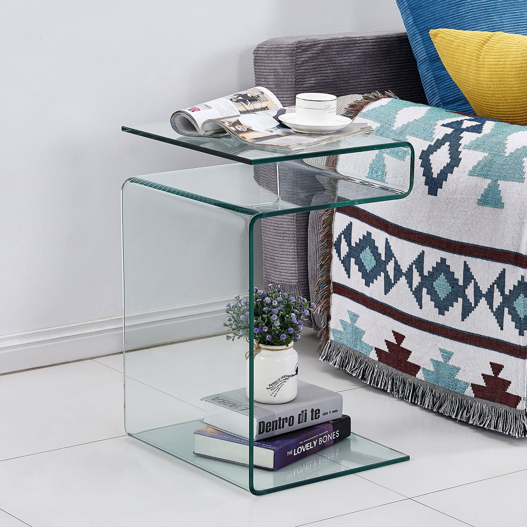Clear Glass S-Shape End Table L51106