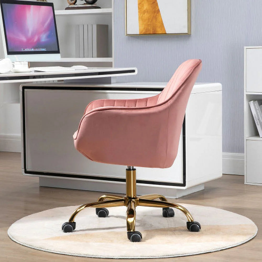 Pink Velvet Swivel Chair with High Back K136480