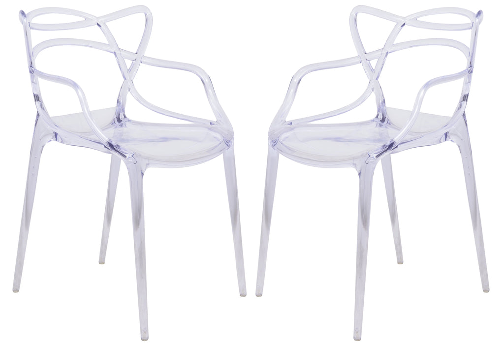 Clear Stackable Plastic Dining Armchair Set of 2 D996