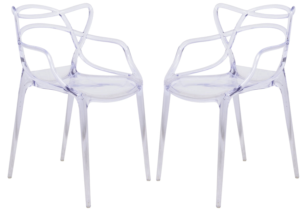 Clear Stackable Plastic Dining Armchair Set of 2 D996