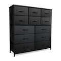 12 Drawer Black Grey Wood Fabric Dresser A49398
