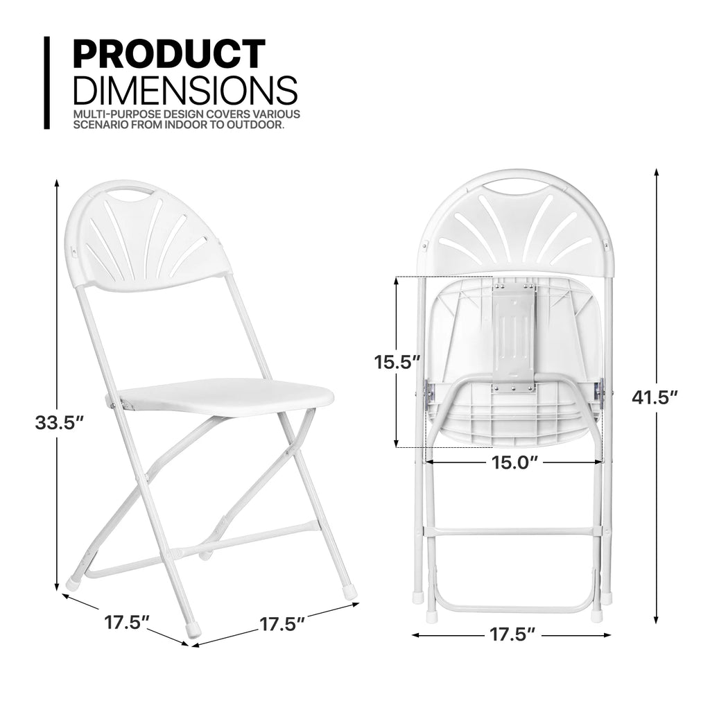 11 Pieces 5 Ft White Bi-Fold Plastic Folding Table Set with 10 Folding Chairs A91694