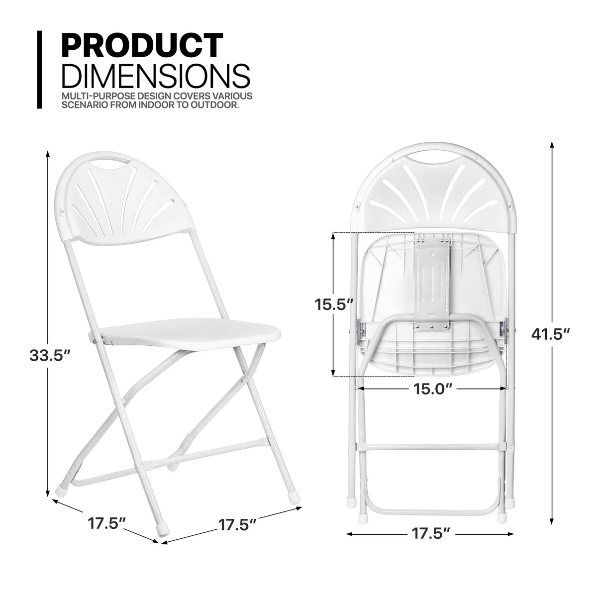 11 Pieces 5 Ft White Bi-Fold Plastic Folding Table Set with 10 Folding Chairs A91694