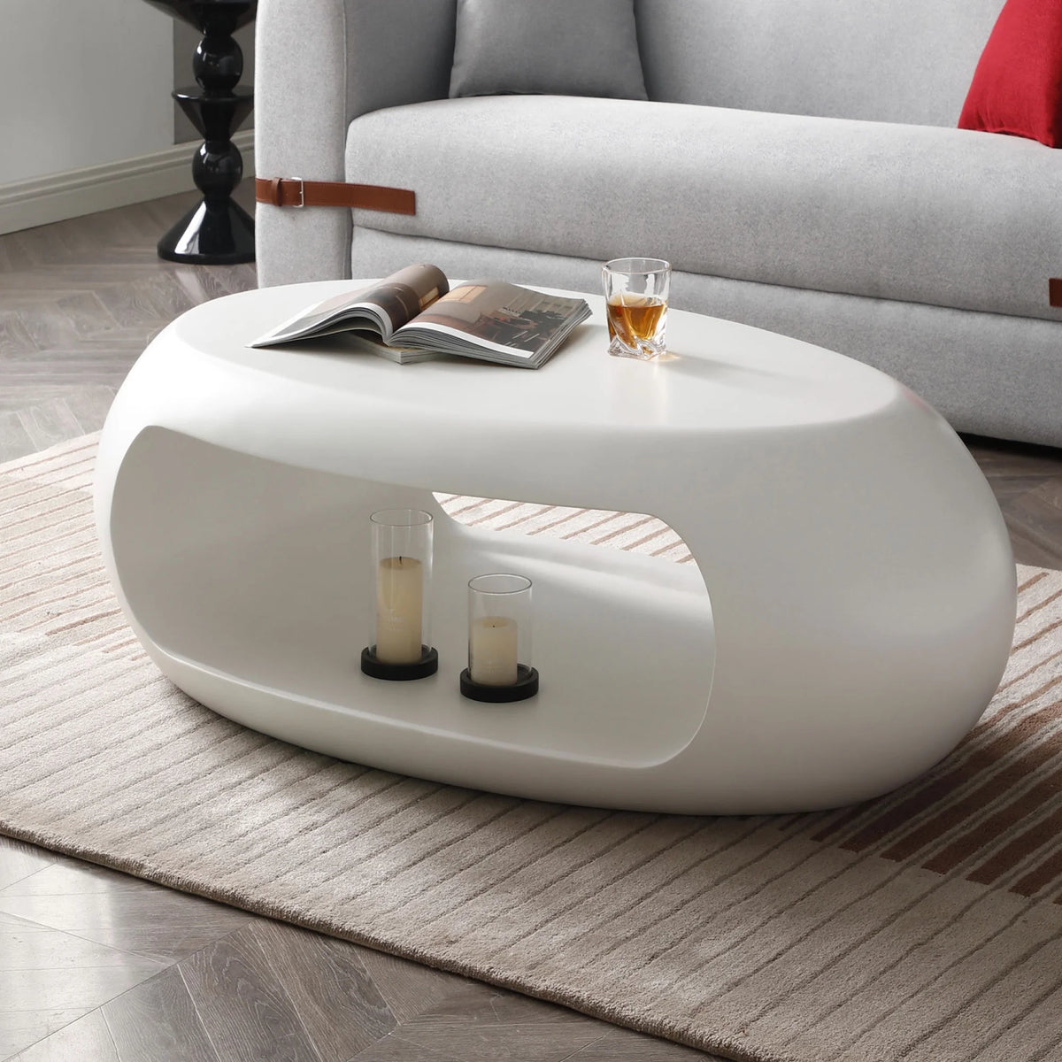 White Oval Fiberglass Coffee Table L12500