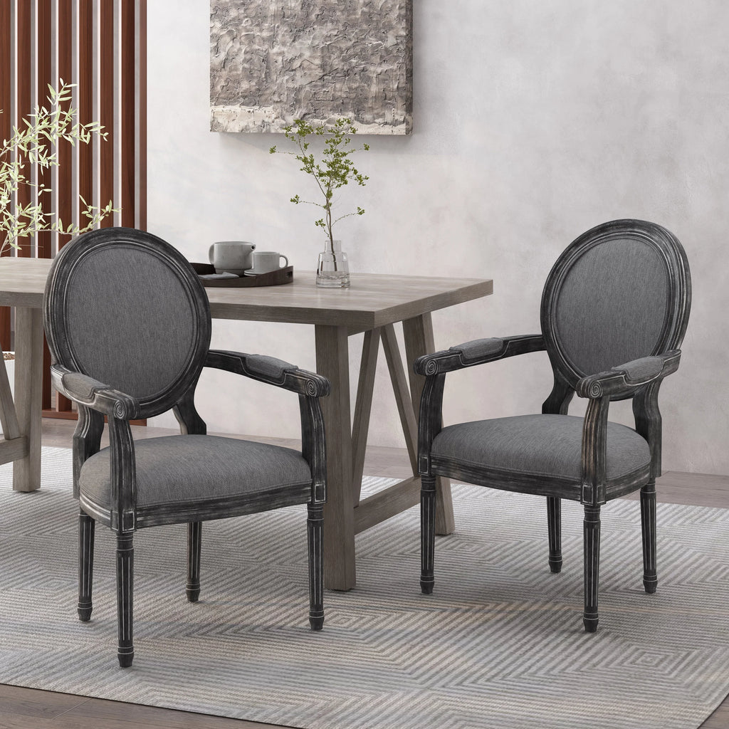 Fabric Upholstered Wood Dining Chairs, Set of 2, Gray H353634