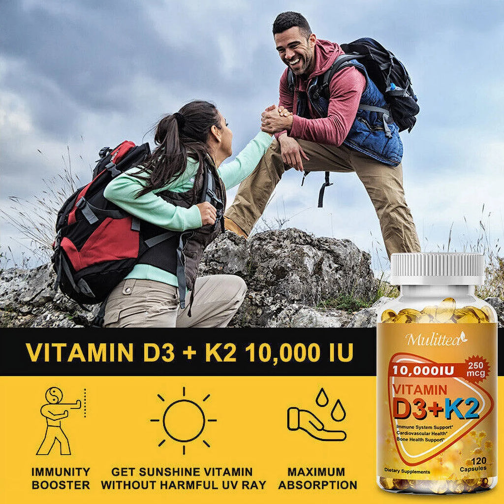 Vitamin K2 (MK7) with D3 10,000 IU 120 Capsules Pack of 2 L702