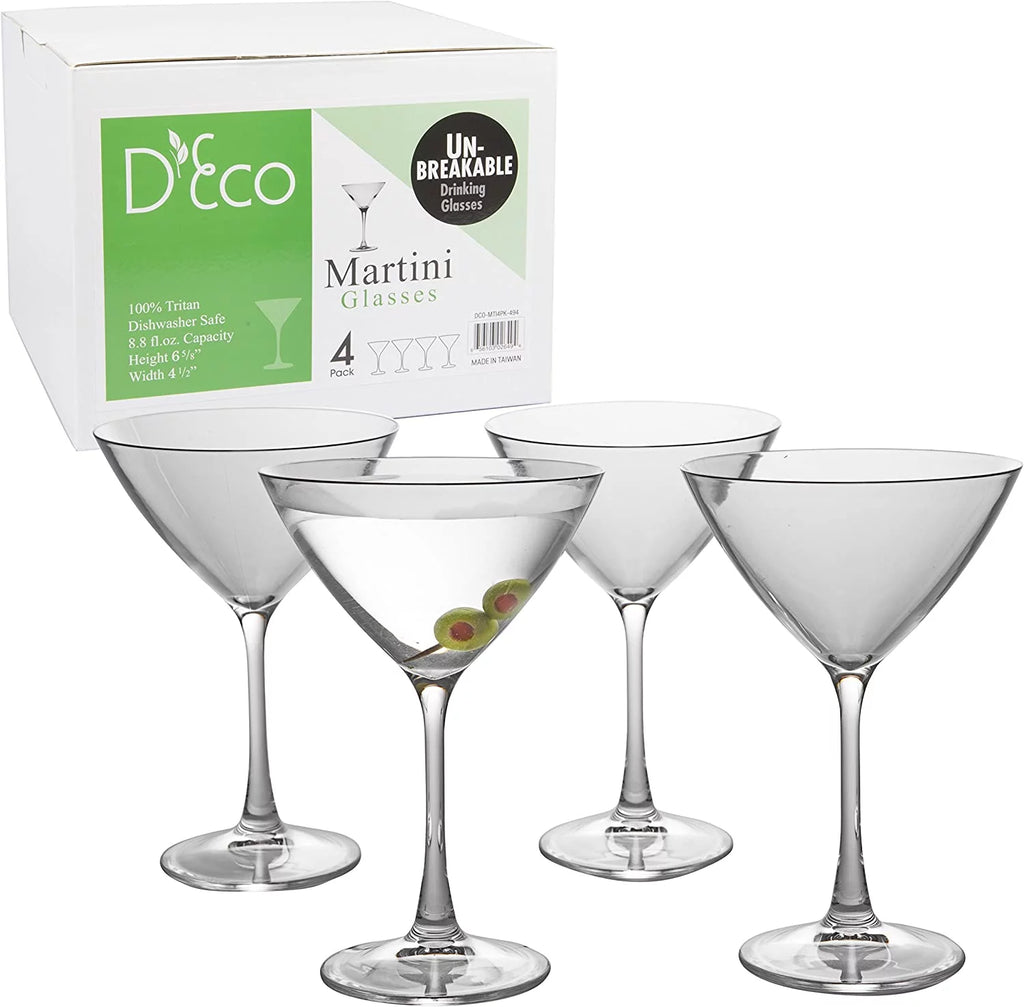 9oz Tritan Shatterproof Stemmed Martini Glasses 4 Pk W66793