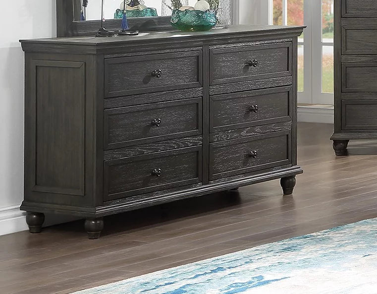 Gray 4pc Eastern King Size Bedroom Set with Dresser Mirror Nightstand K68067