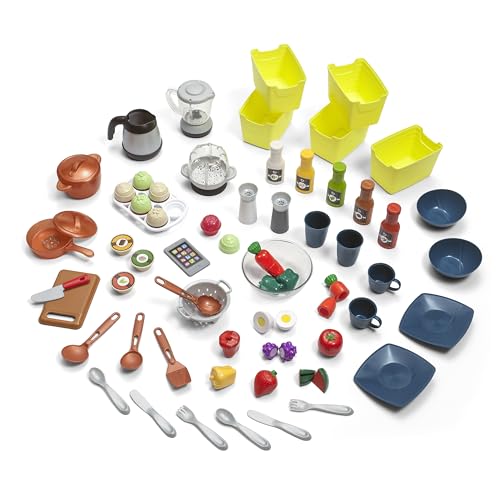 Kids Kitchen Playset with Lights and Sounds, 78 Piece Toy Accessories R6085