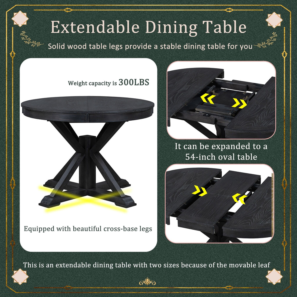5-Piece Extendable Dining Table Set with Upholstered Chairs Z577