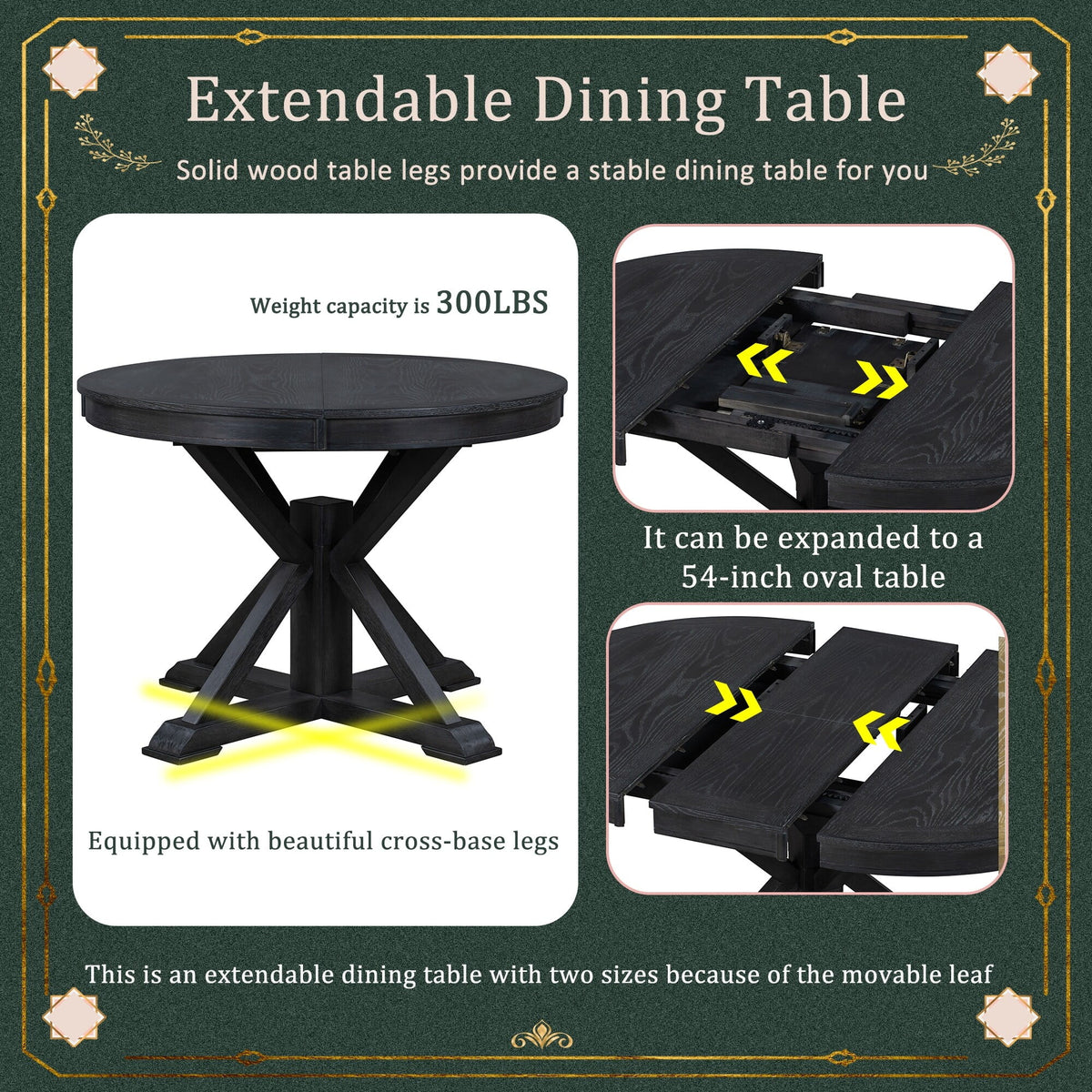 5-Piece Extendable Dining Table Set with Upholstered Chairs Z577