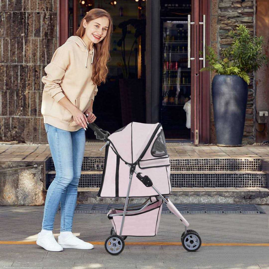 Pet Stroller Cat Dog Cage Folding Carrier W34100