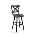 26 In. Swivel Counter Stool Light Brown Distressed Wood Black Metal F82699