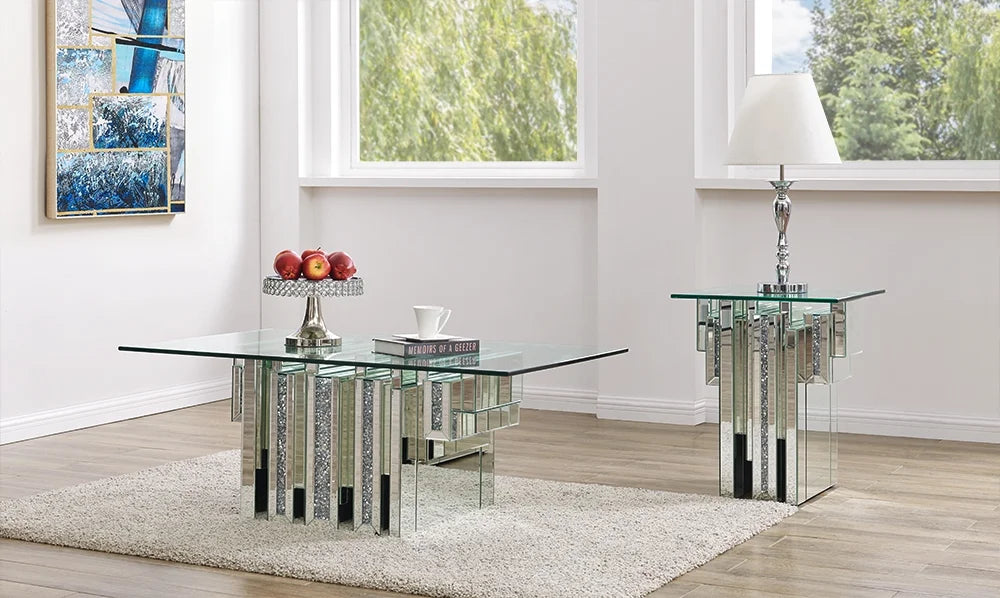 Mirrored Faux Diamonds Coffee Table Y59685