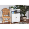 White Wood and Silver Metal 2-Door Bathroom Storage Cabinet H680305