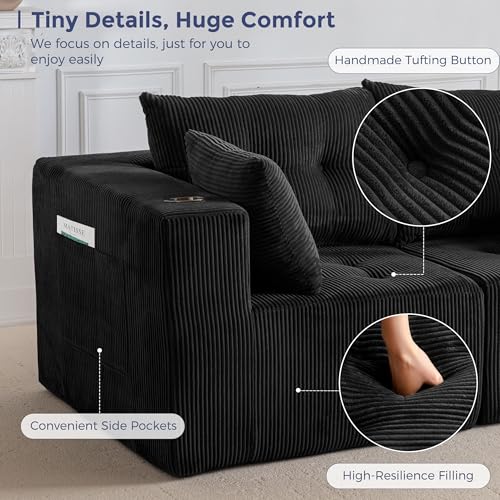 U Shaped Modular Sectional Sofa with 2 Ottomans Grey V294