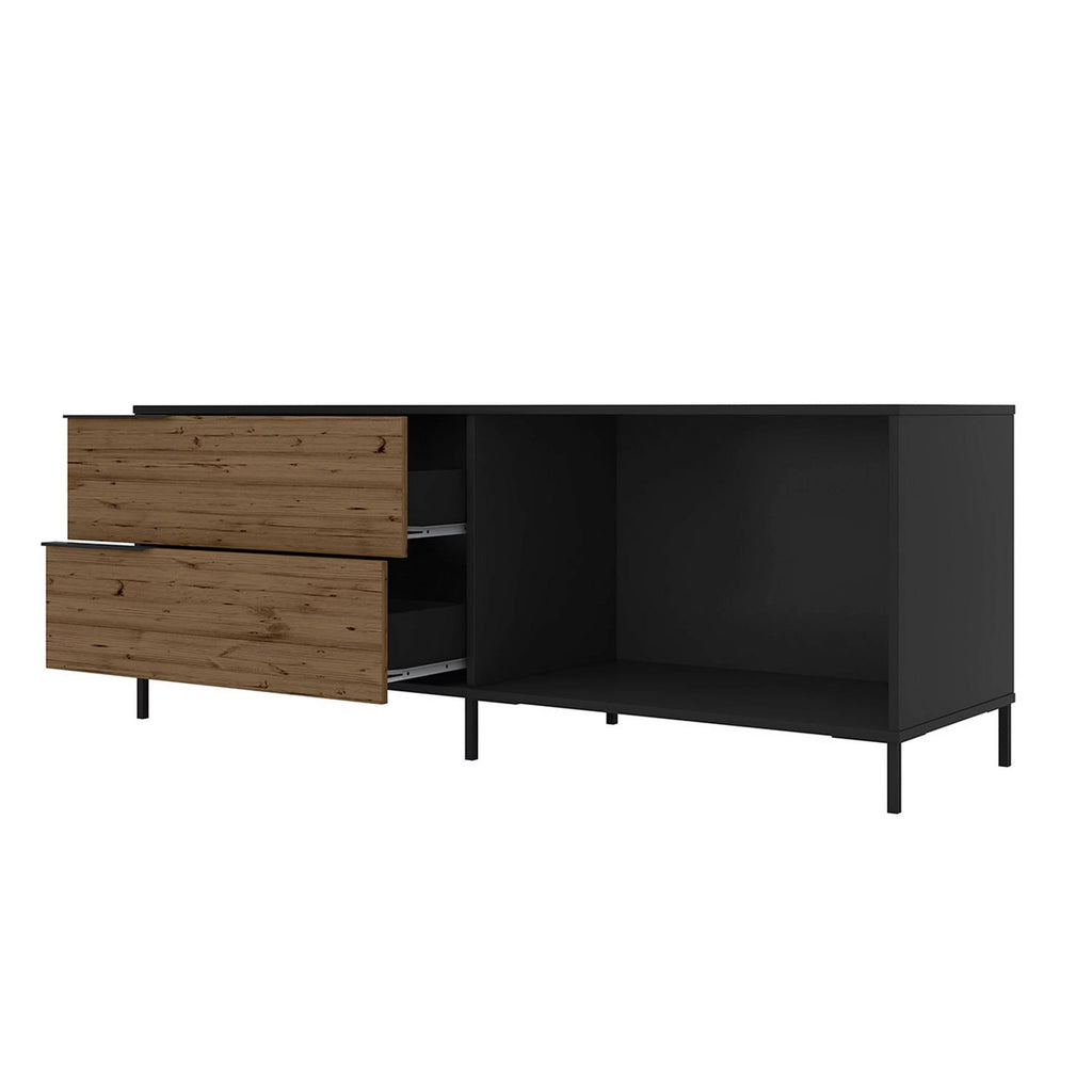 60 Inch Wood and Metal TV Stand with 2 Drawers W25094