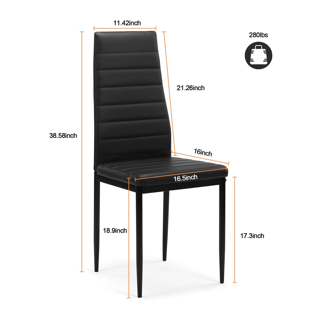 5 Pieces Tempered Glass Dining Table Set with 4 Faux Leather Chairs M53094