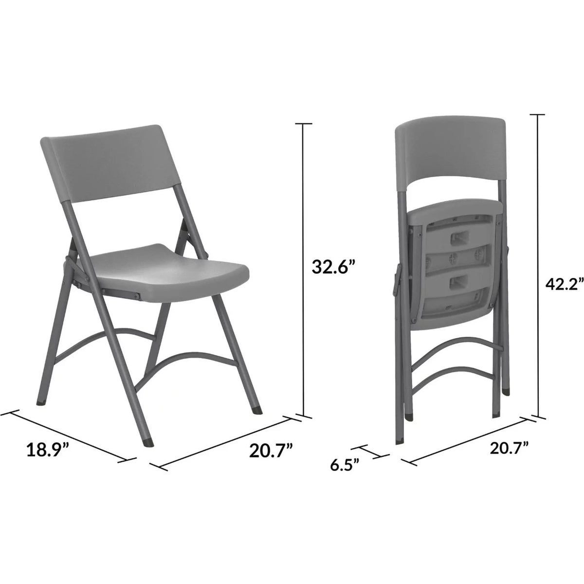 Folding Chair, Gray - Pack of 4 F301