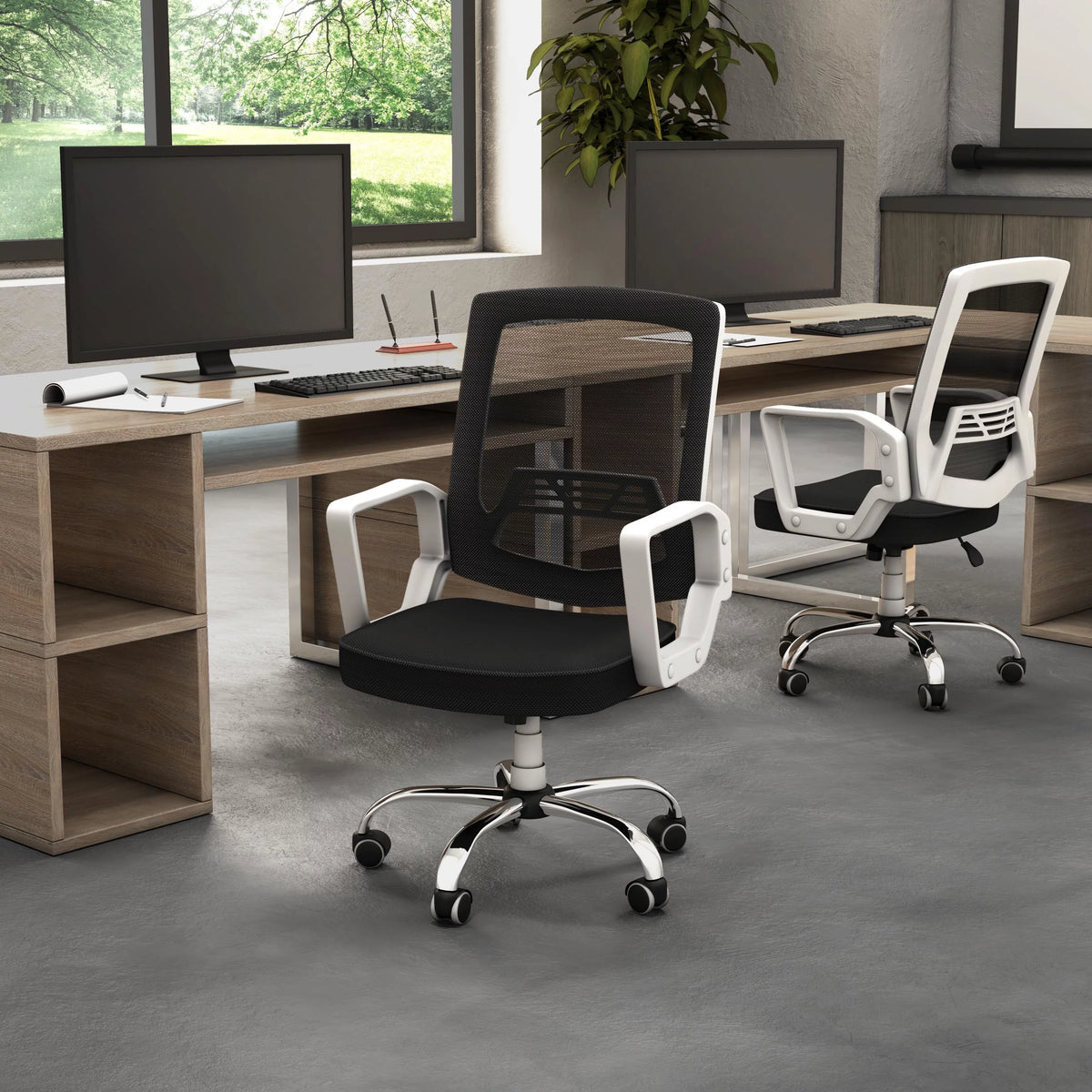 White Fabric Height Adjustable Desk Chair C40913