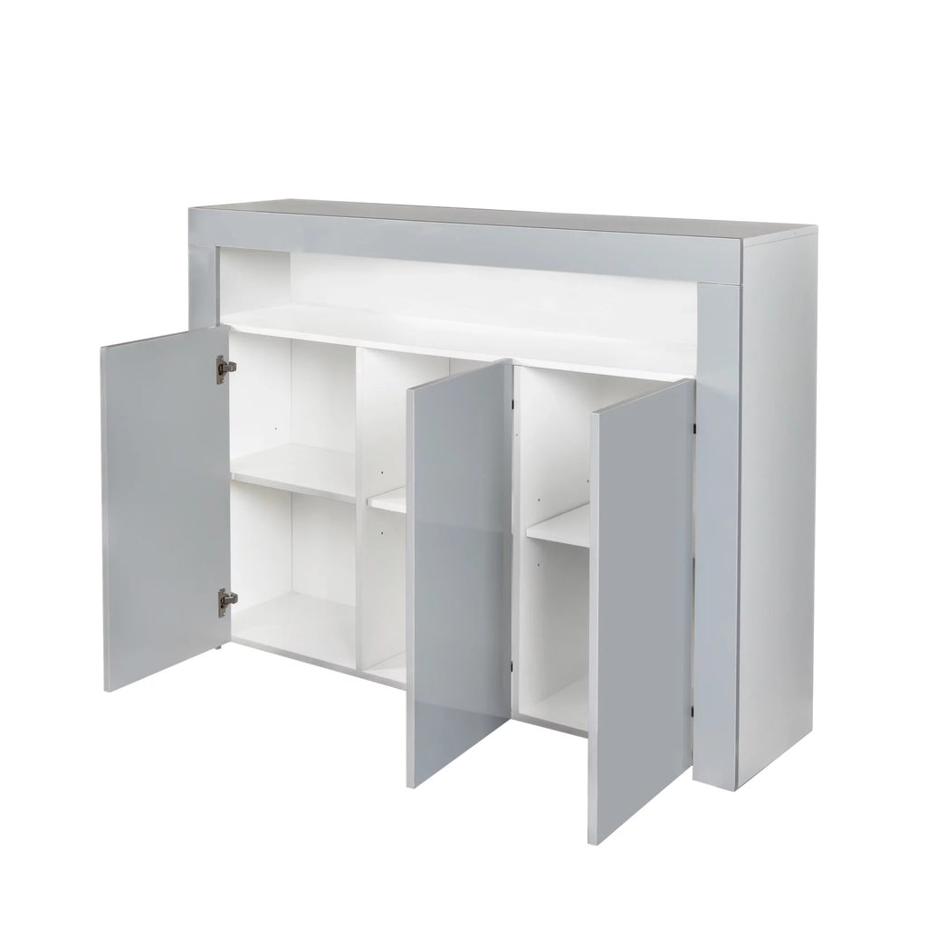 Black High Gloss Sideboard Storage Cabinet with LED Light T676943