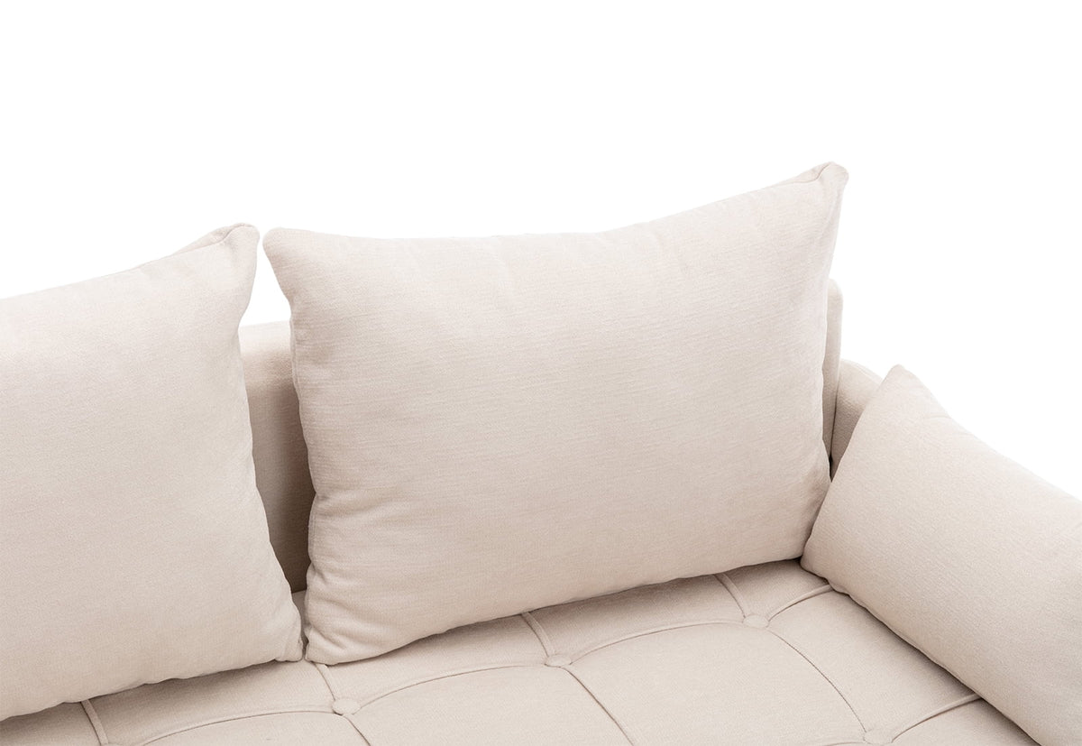 Cream Chenille 2 Seat Loveseat Sofa with Storage and Pillows L573