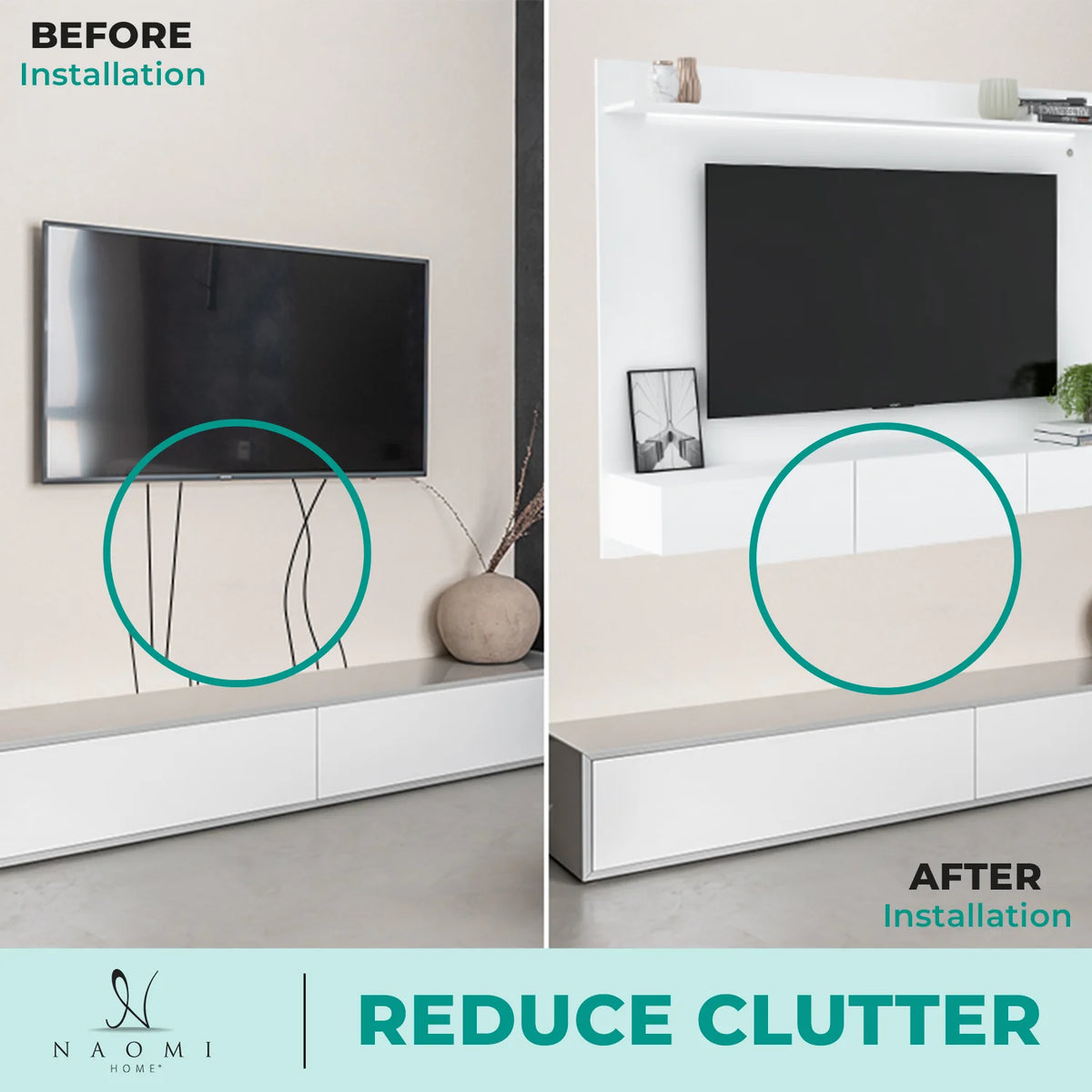 White Floating Entertainment Center with LED Strip, Drawers and Shelf L591