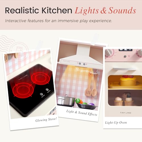 Wooden Kids Play Kitchen with Real Lights & Sounds O360