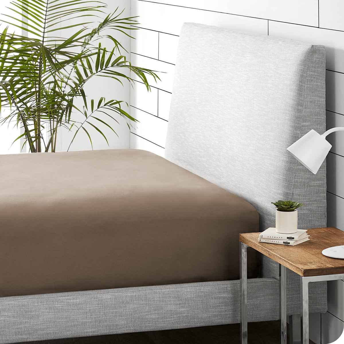 Twin Taupe Flannel Fitted Sheet V52922