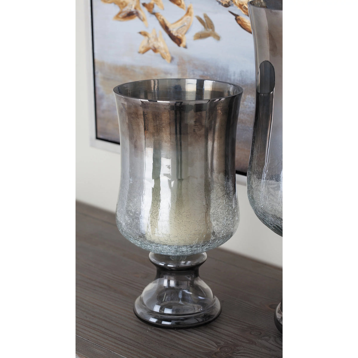 Black Glass Pillar Hurricane Lamp X79069
