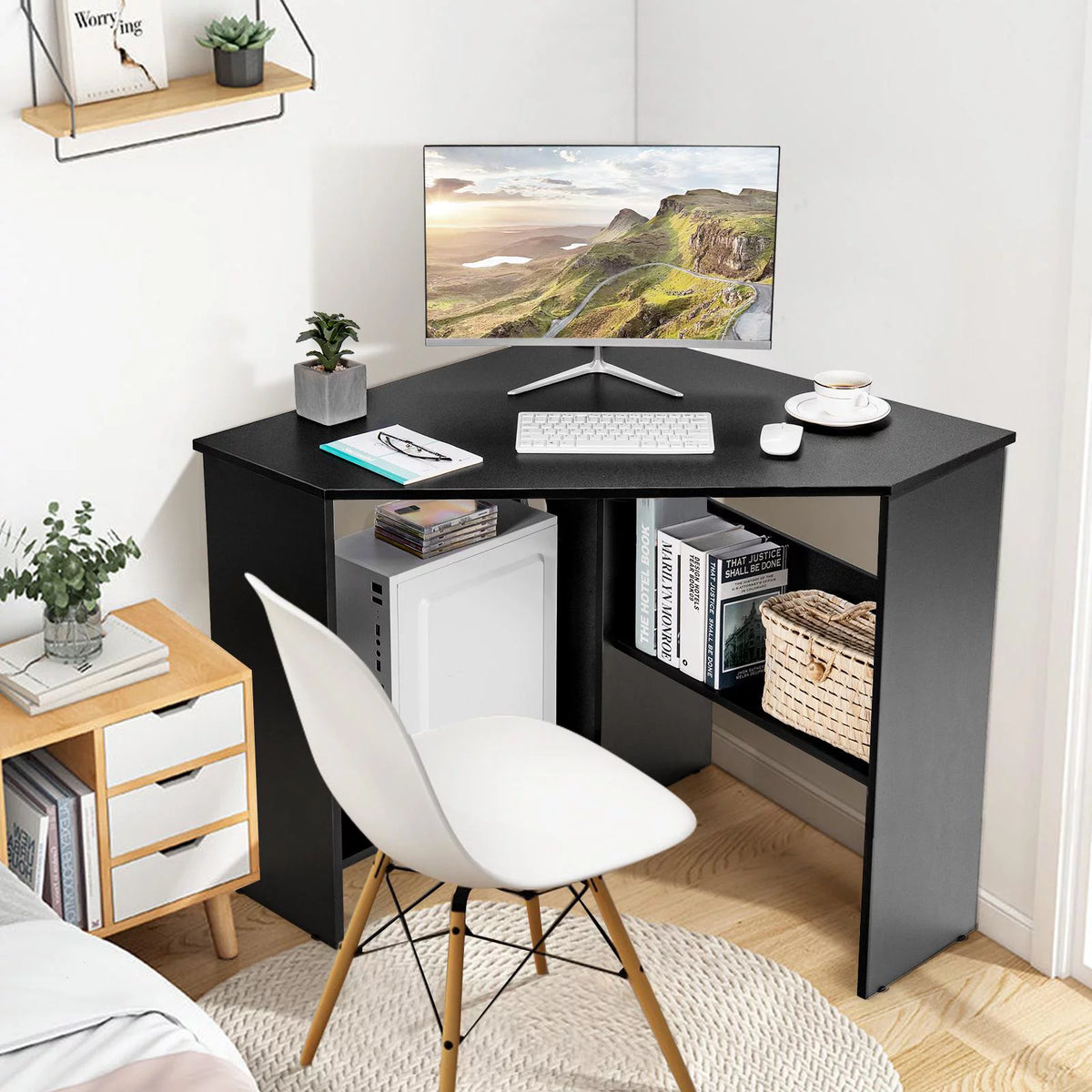Black Corner Computer Desk S2002