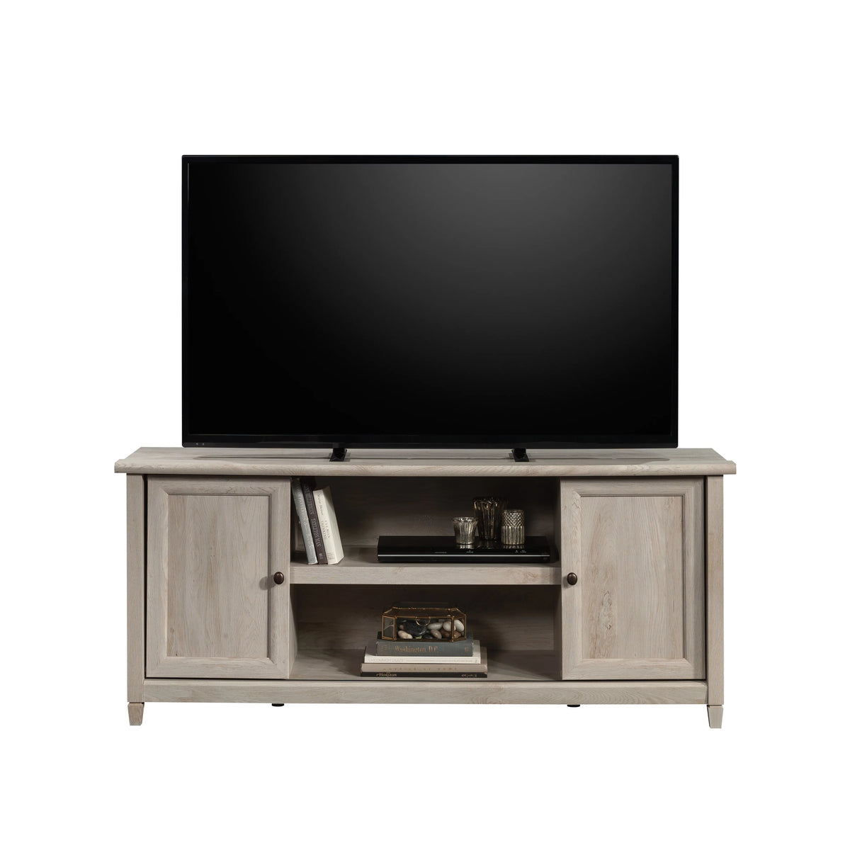 Chalked Chestnut Finish TV Stand with Shelves & Sliding Doors M79206
