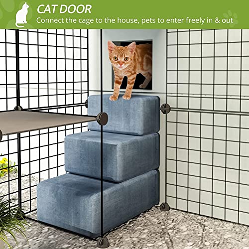 Outdoor Cat Cages Enclosure with Enter Door, 55.1Lx41.3Wx41.3H Cat House Playpen H209270