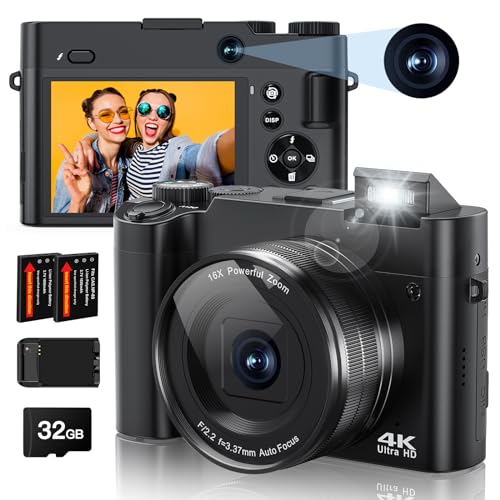 4K Digital Camera, 64MP Autofocus Anti-Shake 16X Zoom C61824