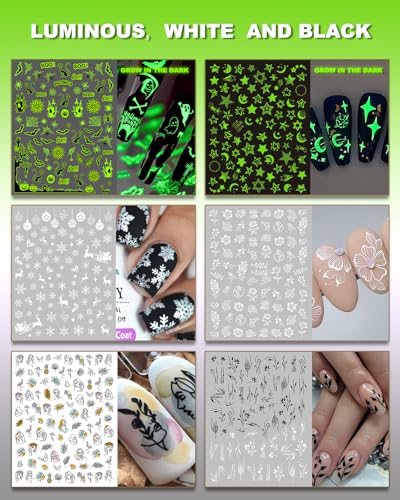 Christmas Nail Wraps Self-Adhesive Glitter Nail Art Decals with Nail File D24145