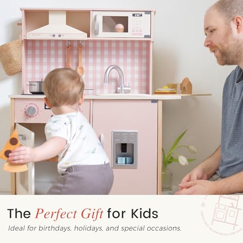 Wooden Kids Play Kitchen with Real Lights & Sounds O360