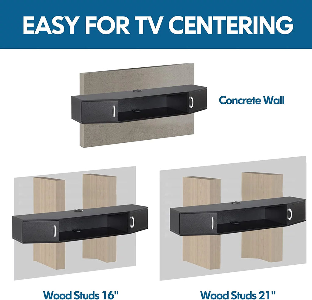 Floating TV Stand with LED Lights and Storage Cabinets X8815