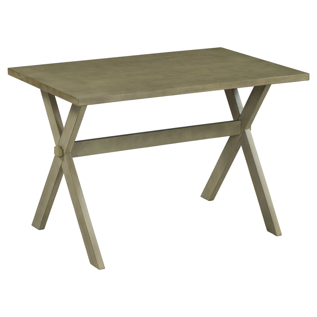 Farmhouse Rustic Wood Dining Table with X-shape Legs, Gray Green N770
