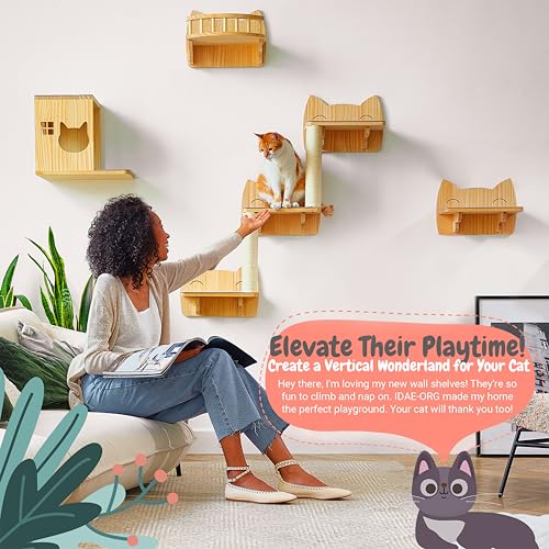9-Piece Wooden Wall-Mounted Cat Furniture Set U466