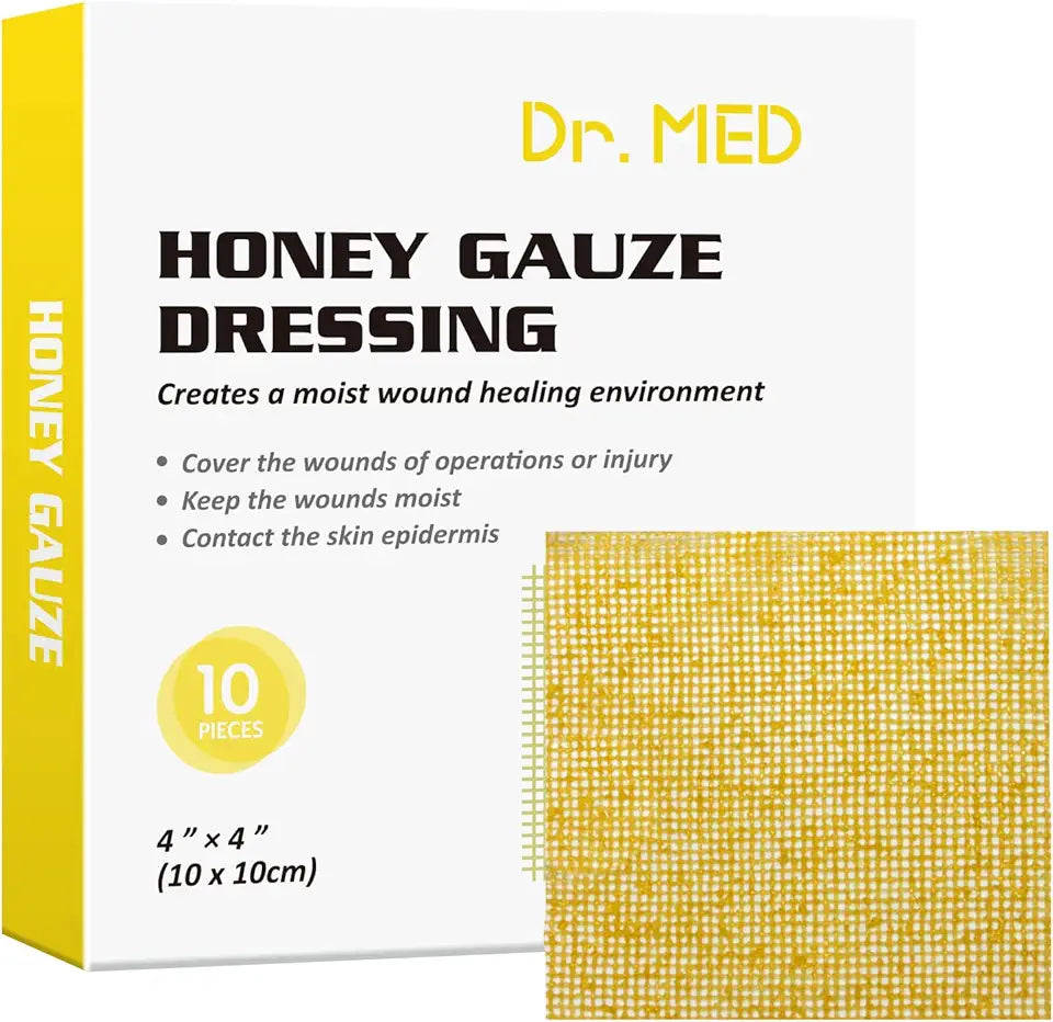 Honey Gauze Dressing 4" x 4", 10 Pcs/Box Medical Bandage Tulle Mesh Patch S901