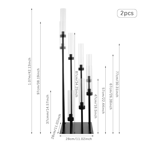 8 Arm Candle Holders Floor Candelabra Metal Candlestick Holder Set with Acrylic Shade 42.13" Tall Black A601730