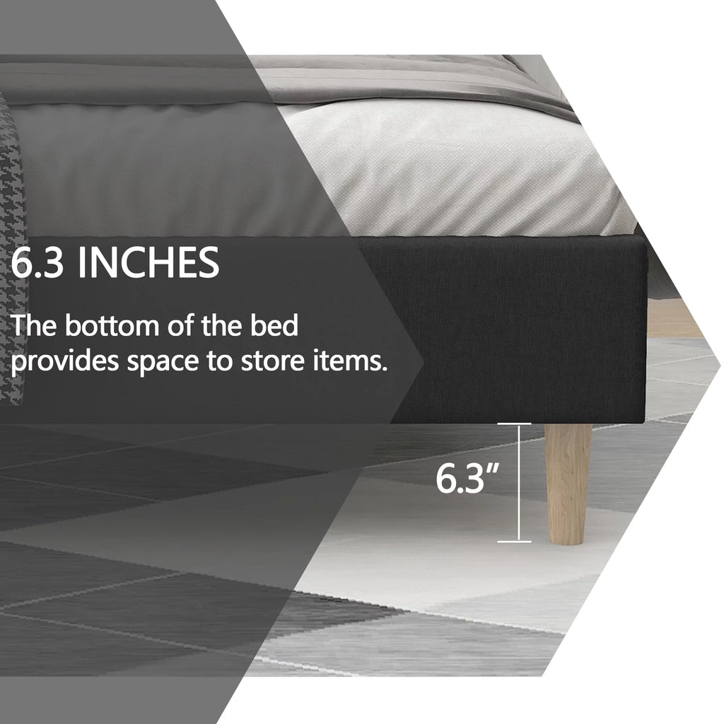 Queen Size Upholstered Platform Bed Frame Y4207