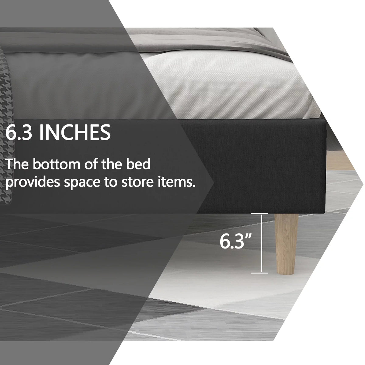Queen Size Upholstered Platform Bed Frame Y4207