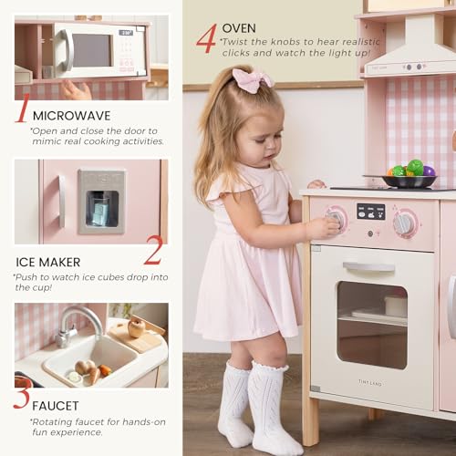 Wooden Kids Play Kitchen with Real Lights & Sounds O360
