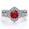 2.25 Carat Round Cut Lab Created Ruby Trio Set S547595